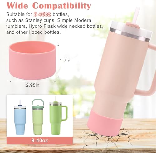 Image of House of Quirk 7 Accessories Set Handle Strap, Silicone Cup Boot, Silicone Straw Cover, Charms for Cup 40oz & 30oz Tumbler (Pink, Tumbler Not Included)