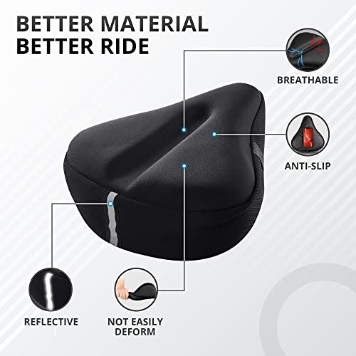 Maqrbaqr Cycling Bike Seat Cushion | Ultimate Comfort Padded Gel Bike Seat Cover For Men & Womens Compatible With Peloton, Stationary Exercise, Cruiser Bicycle Seats 11” X 10” #TOP4