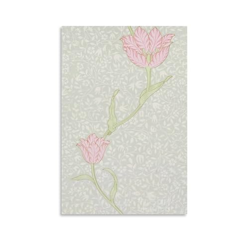 Toile William Morris motif tulipes de jardin déco moderne 50x75 cm