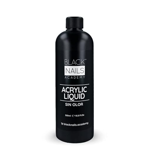 Líquido Acrílico (Sin Olor) 500ml, Líquido Secado Medio, Polvo Acrílico para uñas. BLACK NAILS