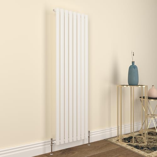 Image of GY Bath Vertical Radiator White Oval Column Designer 1600x472mm Single Modern Central Heating Rads