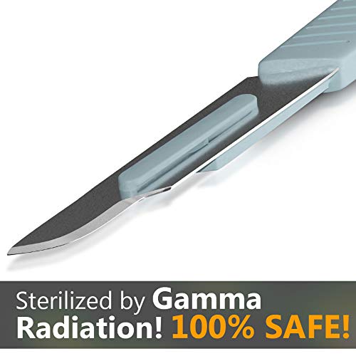 Disposable #15 Scalpel Blades, Sterile Pack of 20 Dermaplaning Blades with Plastic Scalpel Handle, Surgical Knife Scalpel for School Science, High Carbon Steel Dermablade Surgical Blades - Thumbnail 3