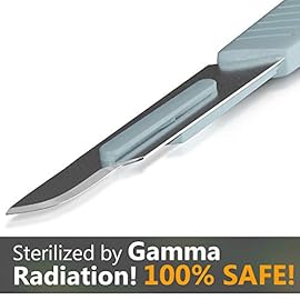 Disposable 15 Scalpel Blades, Sterile Pack of 20 Dermaplaning Blades with Plastic Scalpel Handle, Surgical Knife Scalpel for School Science, High Carbon Steel Dermablade Surgical Blades