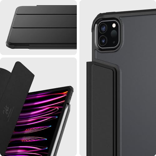 Image of Spigen for iPad Pro 12.9 inch Case M2 6th Generation (2022) / 5th Generation (2021), Ultra Hybrid Pro with Clear Transparent Back and Pencil Holder, Black