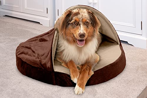 Furhaven 26" Round Orthopedic Dog Bed Microvelvet Snuggery W/ Removable Washable Cover - Espresso, 26-Inch #TOP2