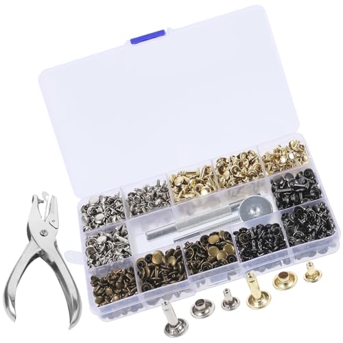 Rivets métalliques tubulaires doubles pour customisation de vêtements DIY