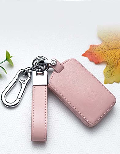 HIBEYO Smart Car Key Case Fits for VOLVO Protective Key Case Cover Cowhide Leather Fits for VOLVO XC90 XC70 S60 S80 S90 C30 V70 V90 T6 T8 Remote Key Ring-Side Buttons Pink - Image 3