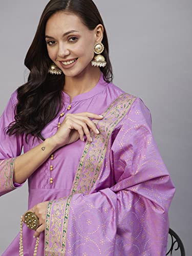 Image of ANNI DESIGNER Women Cotton Blend Solid Kurta With Pant & Dupatta