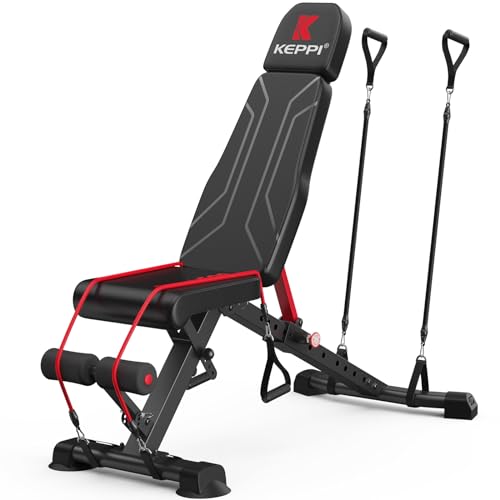 Keppi 900LB Weight Bench, Adjustable Foldable Workout Bench Press for Full Body Strength Training, Incline Decline Bench with Fast Folding – New Version