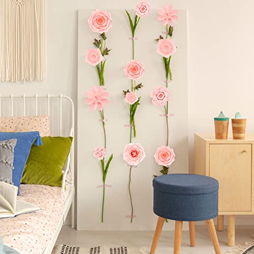 28 Pcs Paper Flowers Template Kit DIY Paper Flower Decorations for Wall Rose Peony Daisy Daffodil Template Kit for Wedding Birthday Baby Shower Photography Backdrop - Thumbnail 7