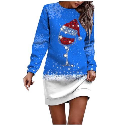 Robe décontractée de Noël à col rond et manches longues pour femme