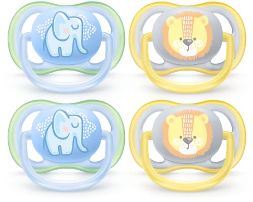 Philips Avent Ultra Air Pacifier, 0-6 Months, Elephant,Lion, 4 Pack, Scf085/07 #TOP12