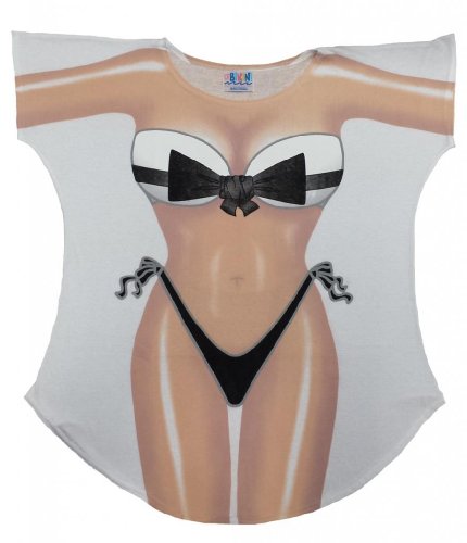 Tuxedo Bikini Cover-Up T-Shirt Size L/XL