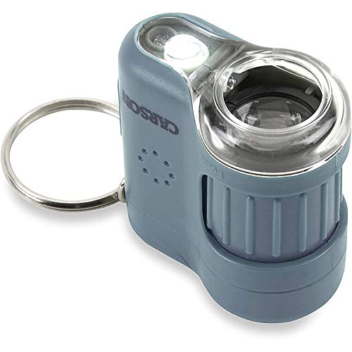 Microscópio Chaveiro Carson Micromini com Led e Ampliação 20X, MM280B, Azul, Mini