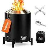 BALI OUTDOORS 6.5 inch Tabletop Fire Pit Round, Stainless Steel Table Top Firepit Small, Outdoor Smokeless Firepit Portable, Black