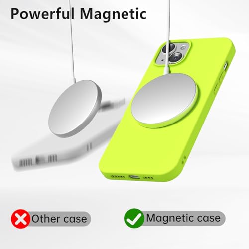 oakxco Silicone Case for iPhone 13 Mini/ 12 Mini Case Magnetic, Compatible with Magsafe Wireless Charging, Slim Thin Soft Rubber, Girly Cute Bright Hard Mag Safe Cover, Fluorescent Neon Green Lime by oakxco - Used condition - Image 3