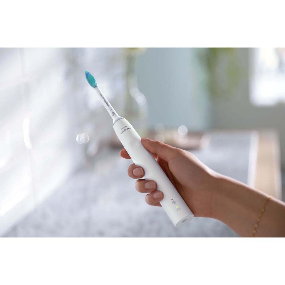 Philips Sonicare Elektrische Schallzahnbürste 3100 Serie mit integriertem Drucksensor, SmarTimer und QuadPacer, HX3673/13 weiß