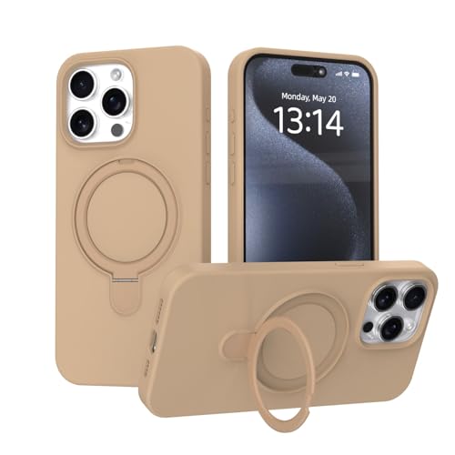 IAIYOXI Case for iPhone 14 Pro Max Case with Magnetic Invisible Stand - MagSafe Compatible, Military Drop Tested, Shockproof Silicone Cover for Women and Men (6.7", 2022) - Desert Gold