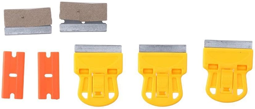 8Pcs Mini Plastic & Metal Razor Blades Scraper Tool with Locking Function, Paint & Sticker Remover, Glass, Wall, Floor & Metal Surfaces
