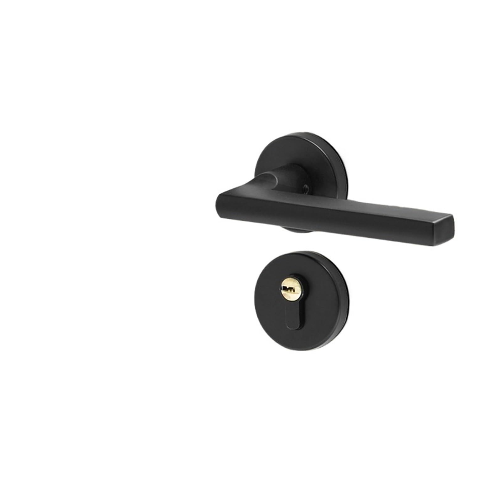 ZONSHJDKR Black Door Lock Simple Indoor Bedroom Engineering Silent Handle Mechanical Hardware(F Elegant Black Aluminum Alloy)