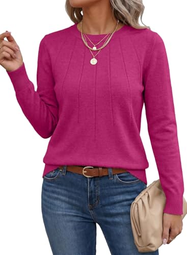 Image of SHEWIN Womens Sweaters 2026 Casual Crewneck Long Sleeve Lightweight Knit Pullover Sweater Tops Fall Clothes