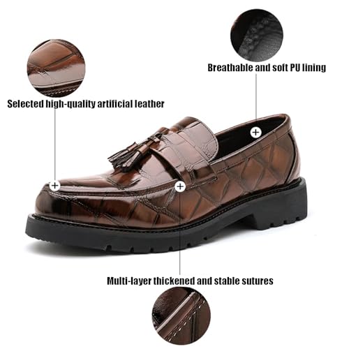 Men's Fashion Tassel Dress Loafers Luxury Round Toe Slip-on Low Top Formal Business Work Penny Shoes Daily Breathable Non-Slip Casual Shoes3