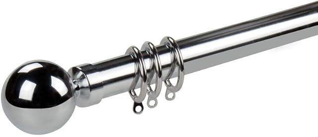 umlout New Polished Chrome 120 cms Metal Curtain Pole/Poles Available In 6 Sizes And 4 Colours. 28mm Diameter