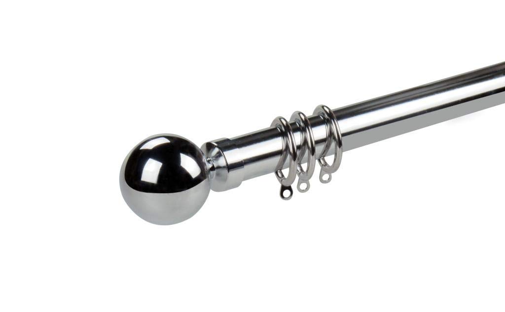 New Metal Curtain Pole/Poles Rail Polished Chrome 120cms. Available In 6 Sizes And 4 Colours. 28mm Diameter, By Umlout ®