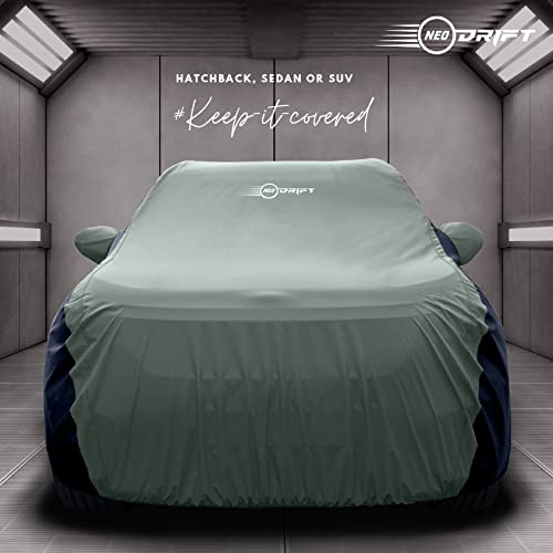 Image of NEODRIFT 'SuperTech' Car Cover for Tata Altroz (Front Long Antenna) (100% Water-Resistant, All Weather Protection and Tailored Fit) (Colour: L.Green+Black) (Model: 2020-2026)