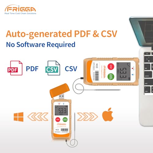 Image of Frigga M2E 2Pack Reusable Temperature Data Logger with External Probe Digital Temperature Recorder USB 14400 Points High Accuracy PDF CSV Report