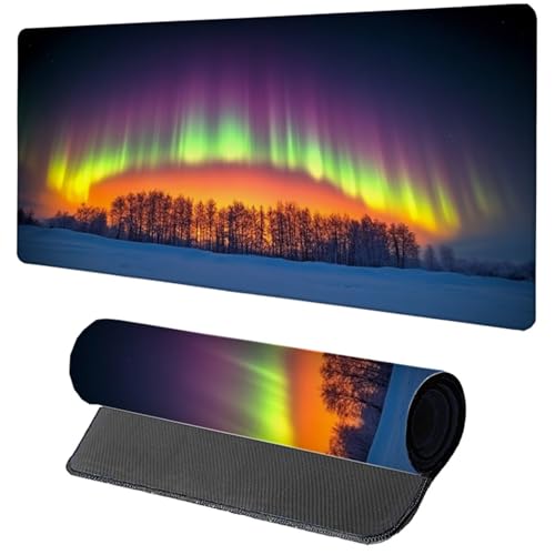 Blue Mouse Pad 24x12in, Light Mouse Pad Gaming, Large Desk Mat with on-Slip Rubber Basee, Stitched Edges Waterproof Gaming Mousepad for Computer Office Desk Accessories, Gifts for Men 7-5318