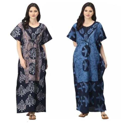 Robe de nuit longue en coton respirant et fluide style batik pour un confort total