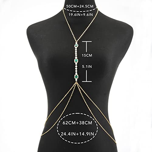 Jerany Rhinestone Body Chain Gold Body Jewelry Crystal Body Necklace Sexy Bikini Beach Party Bra Body Necklace Chain For Women And Girls #TOP1