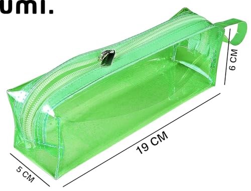 Image of Amazon Brand - Umi Clear Pencil Pouch PVC Large Pencil Case Zippered Waterproof Stationery Pouch for Students Yellow,Pencil Case,Office Supplies (Green)