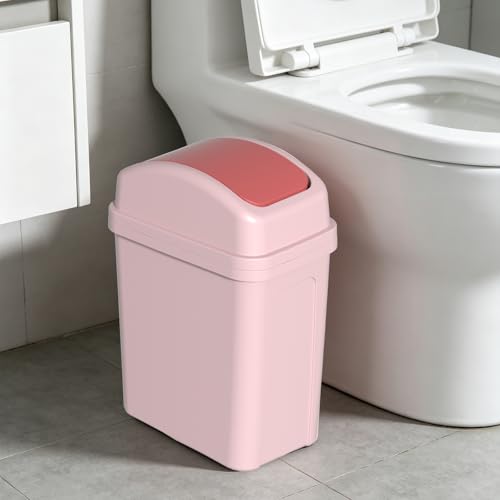 Image of Cand 4-Pack 1.8 Gallon Swing Lid Garbage Can, Pink | Plastic Small Trash Can with Lid