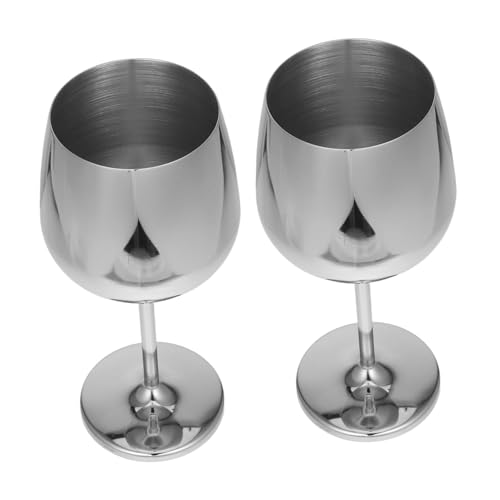 Verres à vin inox incassables (lot de 2) avec large base stable - 2