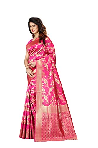 Image of C J Enterprise Women's Pure Kanjivaram Silk Saree Soft Saree Banarasi Style New Sadi With Blouse Piece For Wedding (Pari37-11) (Rani Pink)