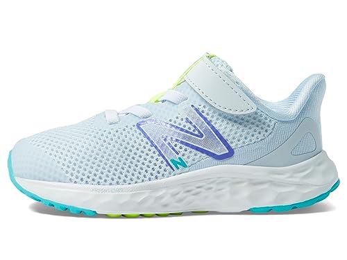 New Balance Tênis de corrida unissex infantil Fresh Foam Arishi V4 com gancho e laço, Azul gelo/índi