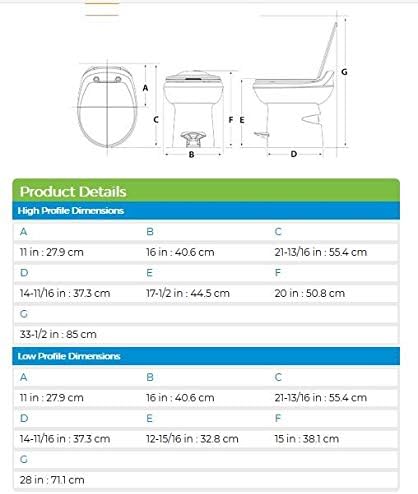 Thetford Aqua-Magic Style Plus RV Toilet Dimensions