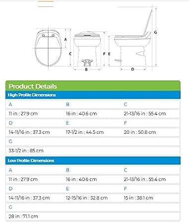 Thetford Aqua-Magic Style Plus Gravity RV Toilet, High Profile, Bone