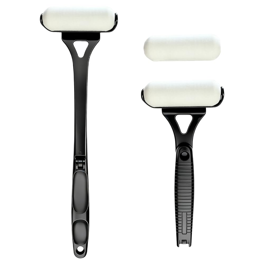 NAVESO Aplicador de Crema para la Espalda Plegable, 46.5cm Aplicador de Loción para la Espalda con 2 Cabezales Intercambiables & Mango Plegable, Aplicador Crema Solar para Protector Solar, Loción