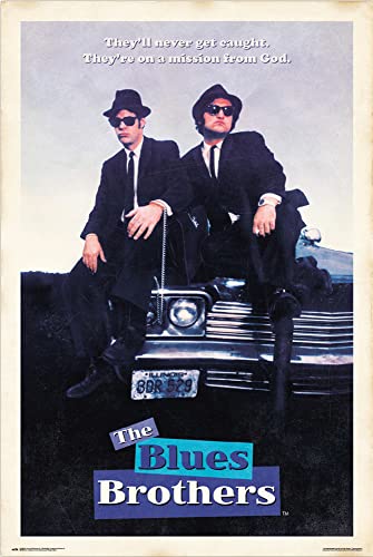 80's Favorite Movies - The Blues Brothers - Movie Poster (Regular Style - Car) (Size: 24" x 36")