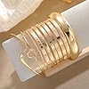 YEEZII Gold Bangle Bracelets for Women, 7Pcs 14K Gold Plated Boho Indian Multi Stackable Textured Bracelets, Chunky Bangles Set for Women Jewelry Gifts (Gold-E) #4