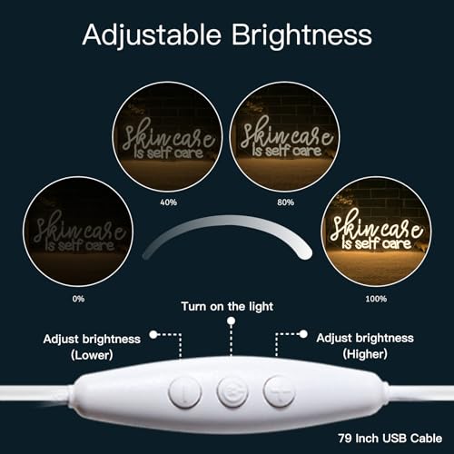 Image of WLHOPE Skin Care is Self Care Neon Signs for Wall Decor LED Lights Decorations for Beauty Salon Facial Spa Bathroom, Get Your Business Seen Day or Night