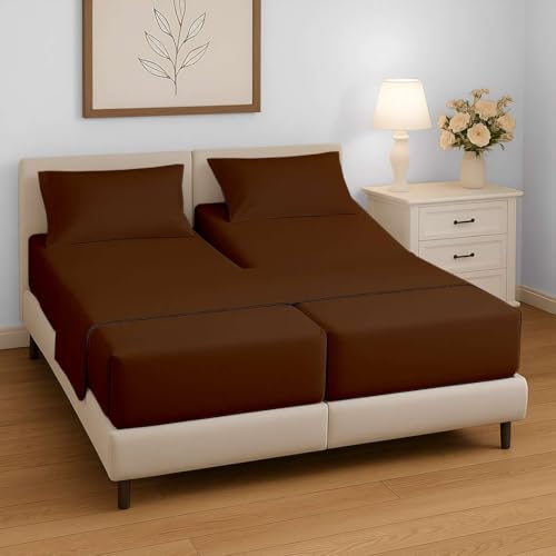 Sábanas divididas California King, 5 piezas ajustables, sábanas divididas de microfibra ultrasuave de 1800 hilos, bolsillo profundo de 40.6 cm, sábanas divididas California King para cama ajustable,