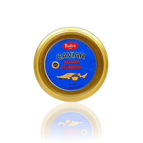 Rudca Food Premium Beluga Sturgeon Caviar - Exquisite Huso Huso Sturgeon Roe 1 Ounce (Pack of 1)