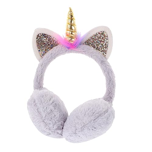 GAROZATION Sturdy Winter Ear Muffs Plush Boys and Girls Earmuffs Men's Comfortable Unicorns Horn Design