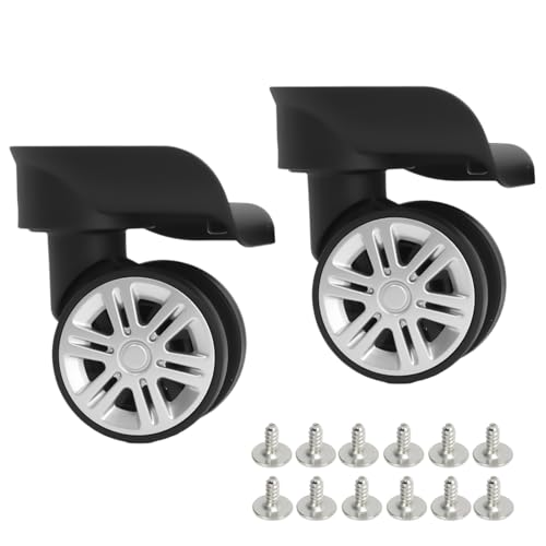 Jwthee Ruedas para maletas de equipaje de 1 par, ruedas de equipaje negras Reemplazo ruedas troncos de viaje para viajes para maletas ruedas de rotación de 360 grados Reemplazo de maleta