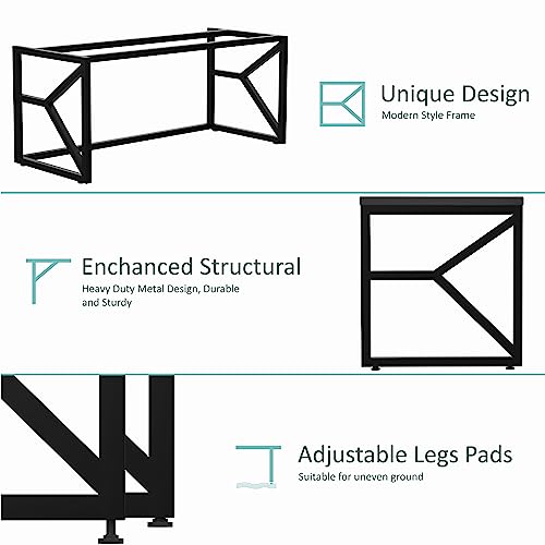Image of Honey Touch Metal & Wood Workstation Desk for Home Office | Modern Computer Table for PC, Laptop & WFH | Minimalistic Study Desk with Strong Frame
