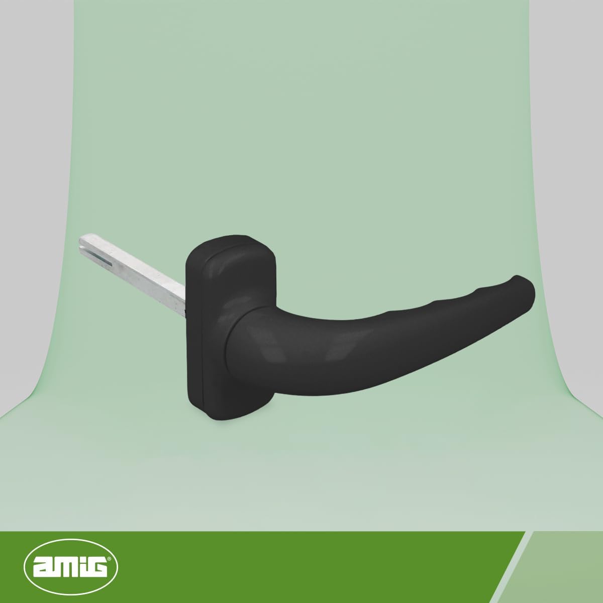 Amig - Reinforced Rosette Handles - Sendoa Model - Made of Aluminium - Size: 125 x 66 mm - Square of 8 mm - Ideal for Interior or Exterior Doors - Finish: Black